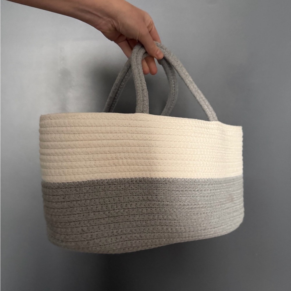 BodiCal Gray and White Woven Cotton Convertible Shower / Baby / Storage Basket - Picture 11 of 14